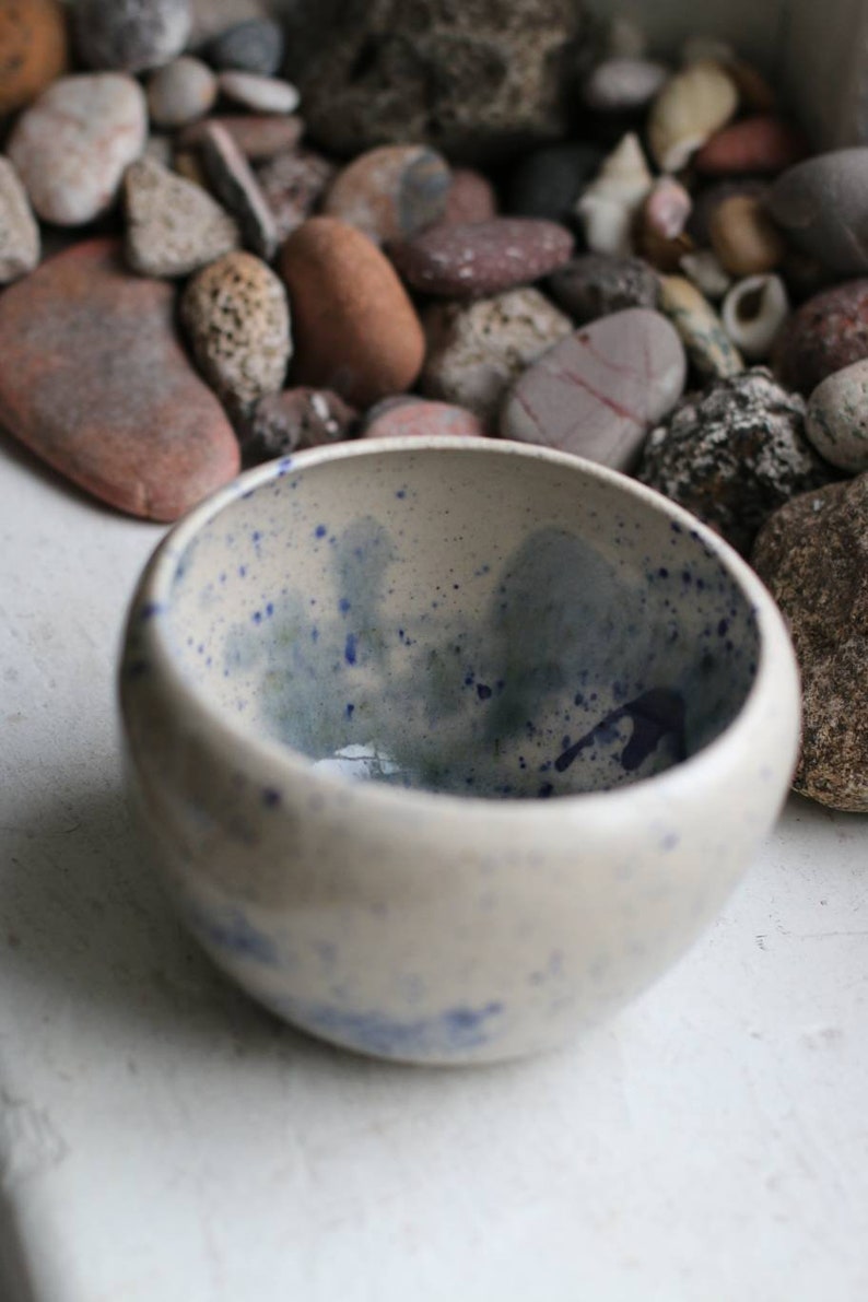 Nebula blue splashed ceramic display bowl image 7