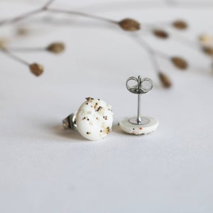 ALBA WEST snow white porcelain stud earrings with Scottish sand, handmade minimalist earrings, hypoallergenic earrings, Scotland image 7