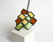 Stained glass MODERN STATEMENT NECKLACE Earthy jewellery Minimalist pendant Earth tone jewelry Beautiful unique handmade gift Only uk seller