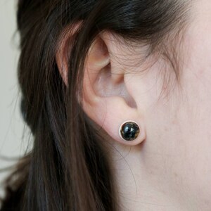 AMBER brown bronze porcelain stud earrings, autumn earrings, small dot earrings, handmade minimalist earrings, hypoallergenic earrings image 5