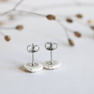 ALBA WEST snow white porcelain stud earrings with Scottish sand, handmade minimalist earrings, hypoallergenic earrings, Scotland image 3