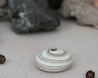 SANDSCAPE - creamy - small beige ceramic miniature pebble shape vase