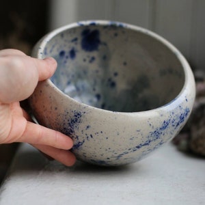 Nebula blue splashed ceramic display bowl image 4