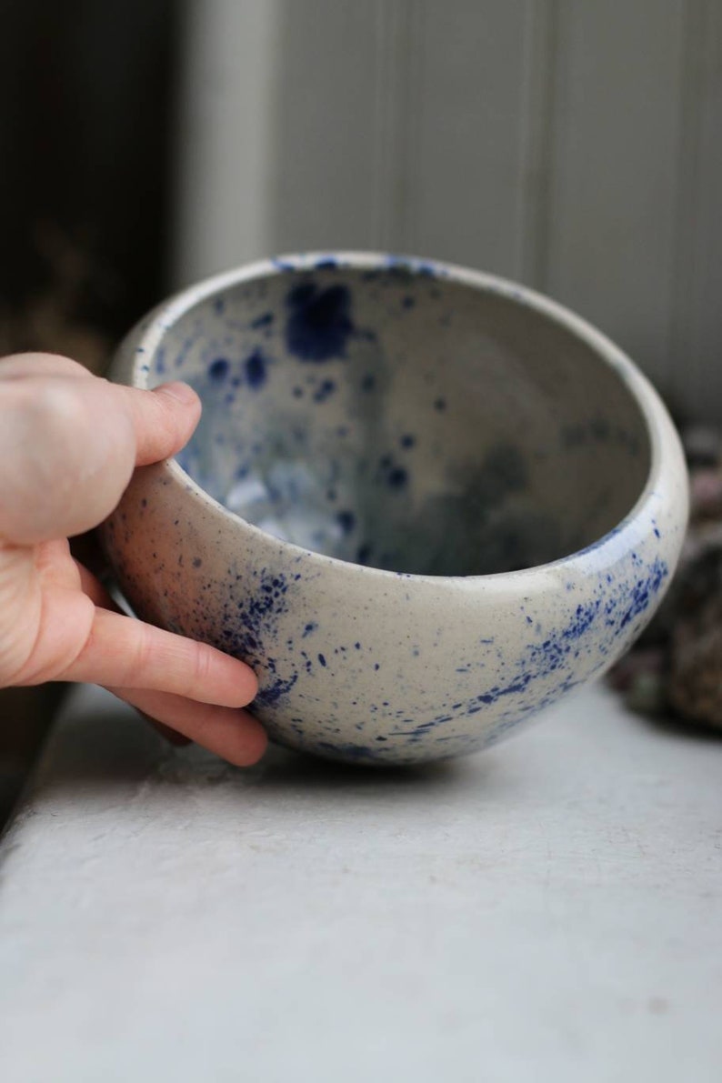 Nebula blue splashed ceramic display bowl image 4