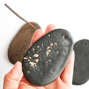 Ceramic incense stick holder, Black and bron flat incense holder, Christmas gift, Handmade ceramics, Modern ceramics, Home sweet home, Hygge image 3