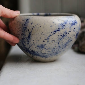 Nebula blue splashed ceramic display bowl image 3