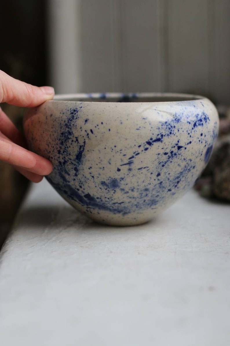 Nebula blue splashed ceramic display bowl image 3