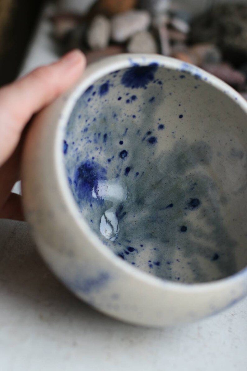 Nebula blue splashed ceramic display bowl image 5