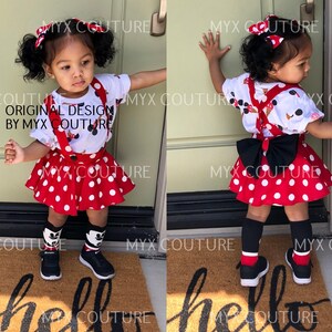 minnie mouse suspender skirt