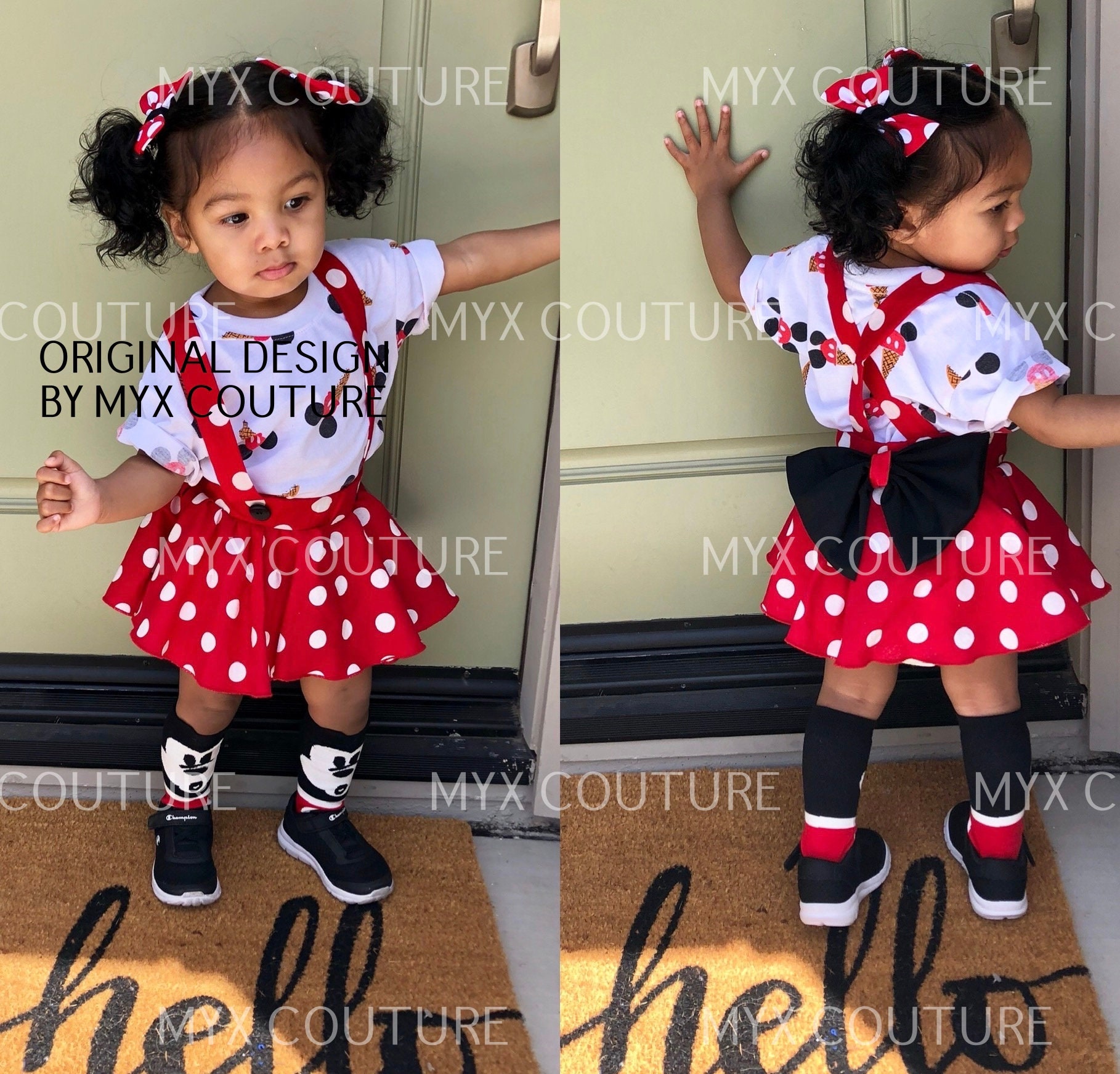 PRIORITY Mail Red Pink polka dots criss cross suspenders circle SKIRT…