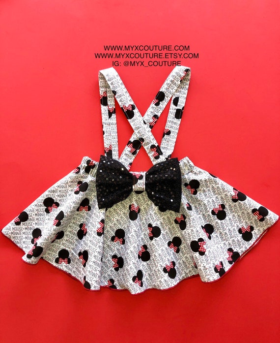 minnie mouse suspender skirt