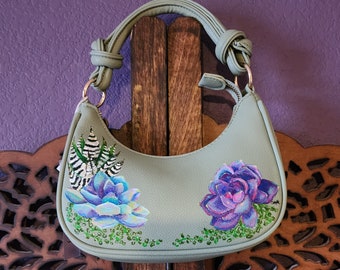 Hand-painted vegan leather purse