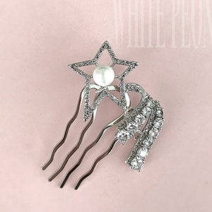 Celestial Crystal Shooting Star Bridal Hair Comb-Cubic Zirconia Vintage Art Deco Belle Epoque Boho Wedding Comet Headpiece-&quot;STELLA CADENTE&quot;