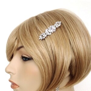1920s Art Deco Gatsby Inspired Crystal Leaf Wedding Hair Pin Accessory-Vintage Bridal AAA Cubic Zirconia Zircon Barrette Hairpin-&quot;CAMILLA&quot;