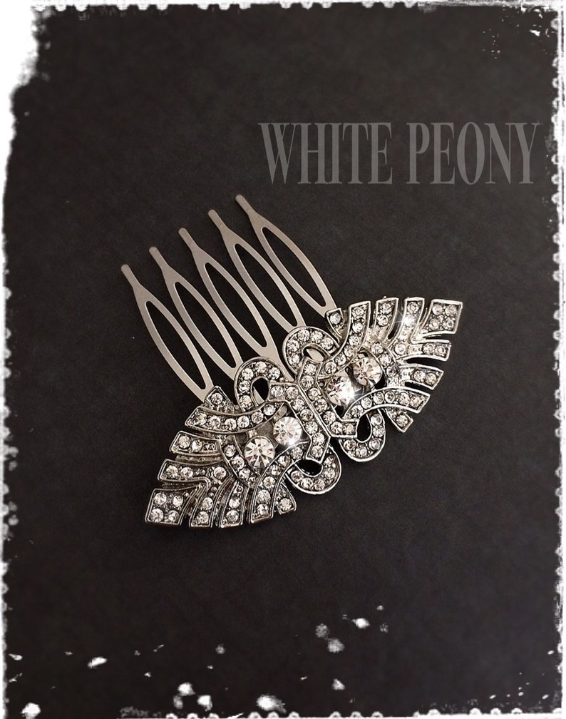 1920s Art Deco Great Gatsby Inspired Crystal Hair Comb-Downton Abbey Wedding Hair Accessories-Bridal Bridesmaids Vintage Deco Comb-JULIET