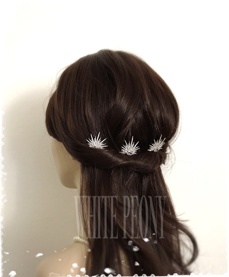 Crystal Starburst Bridal Hair Pin Hair Accessory-Vintage Art Deco Gatsby Old Hollywood Boho Wedding Cubic Zirconia CZ Star Hairpin-ASTRAIA