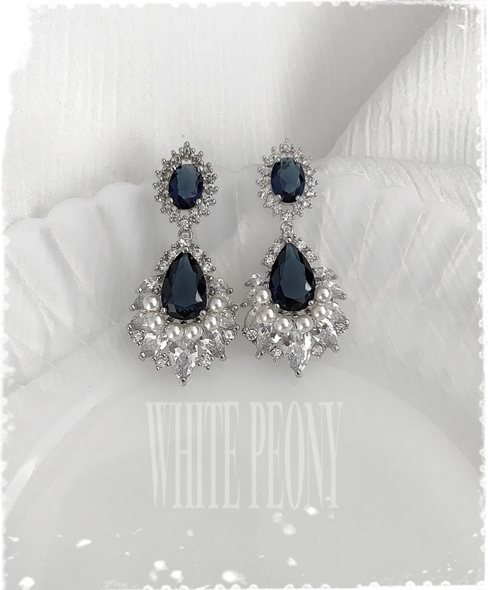 Sapphire Crystal Pearl Art Deco Old Hollywood Bridal Fan - Etsy
