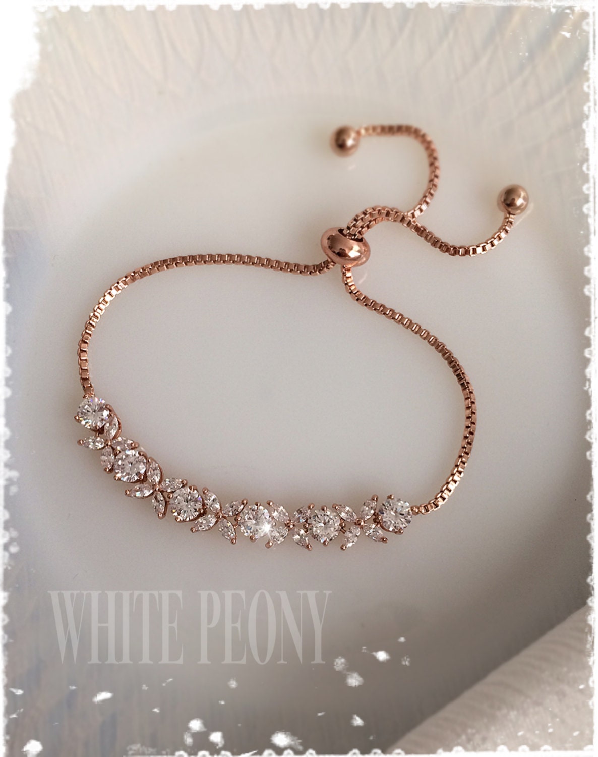 Rose Gold Vintage Style Art Deco Crystal Adjustable