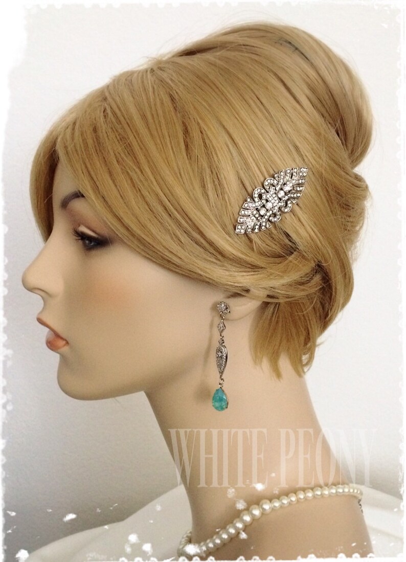 1920s Art Deco Great Gatsby Inspired Crystal Hair Comb-Downton Abbey Wedding Hair Accessories-Bridal Bridesmaids Vintage Deco Comb-JULIET