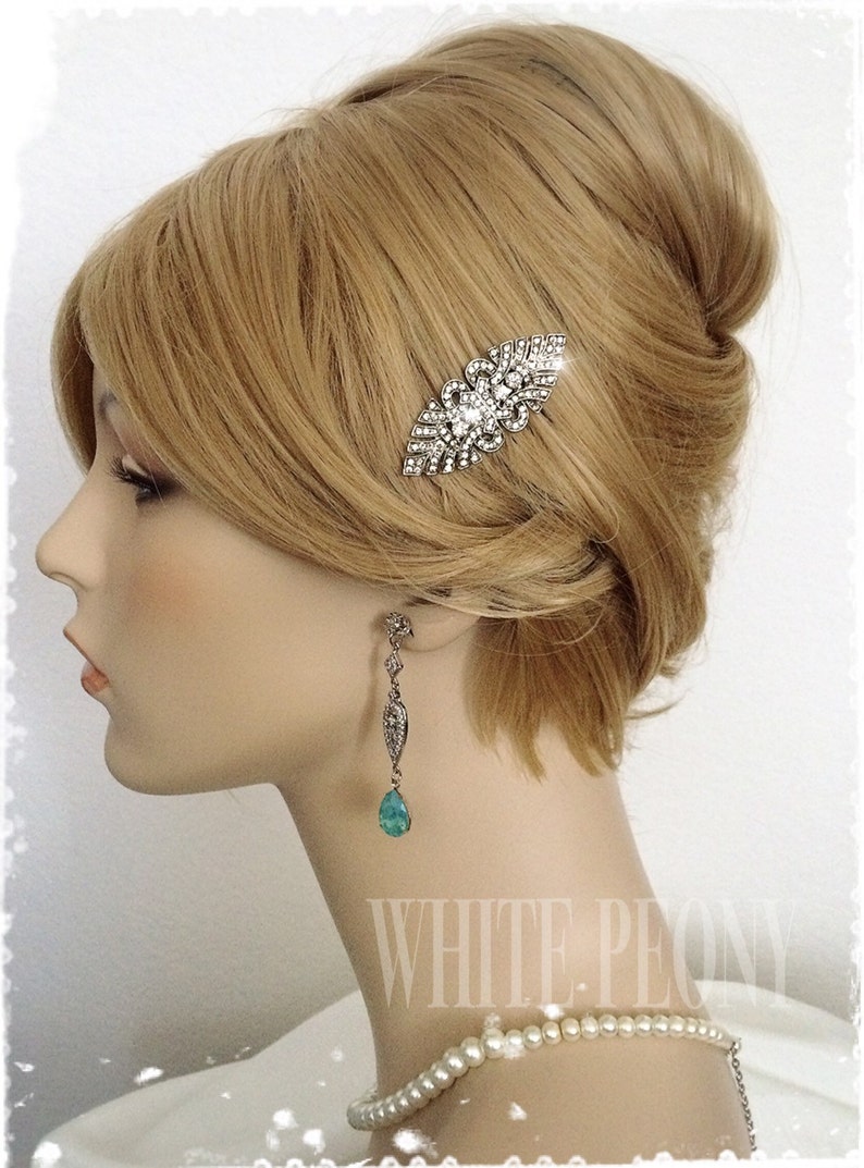 1920s Art Deco Great Gatsby Inspired Crystal Hair Comb-Downton Abbey Wedding Hair Accessories-Bridal Bridesmaids Vintage Deco Comb-JULIET