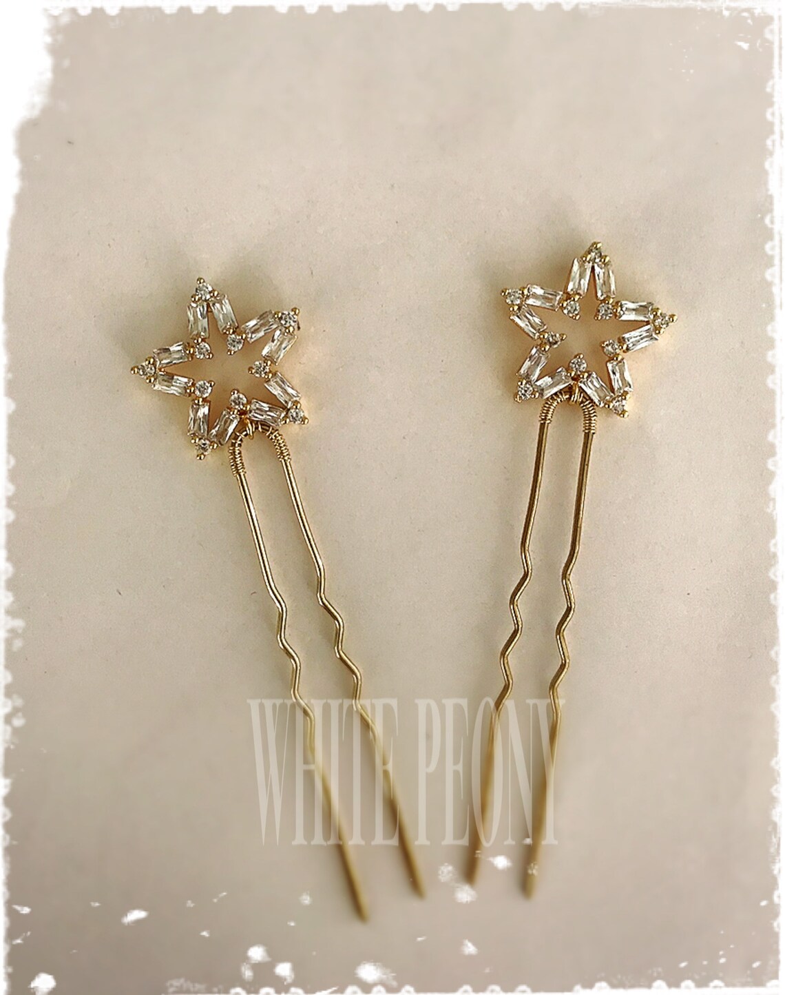 CZ Gold Star Hair Pin Hair Accessoriesart Deco Gatsby Downton Etsy