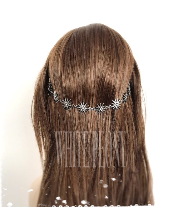 Vintage Silver Starburst & Crystal Star Headband Vintage Crystal Headband | Erica Elizabeth Designs main image 2