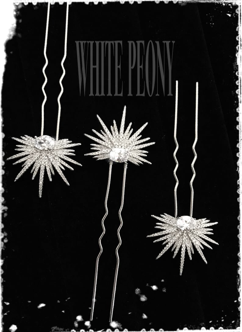 Crystal Starburst Bridal Hair Pin Hair Accessory-Vintage Art Deco Gatsby Old Hollywood Boho Wedding Cubic Zirconia CZ Star Hairpin-ASTRAIA