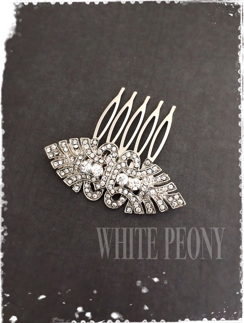 1920s Art Deco Great Gatsby Inspired Crystal Hair Comb-Downton Abbey Wedding Hair Accessories-Bridal Bridesmaids Vintage Deco Comb-JULIET