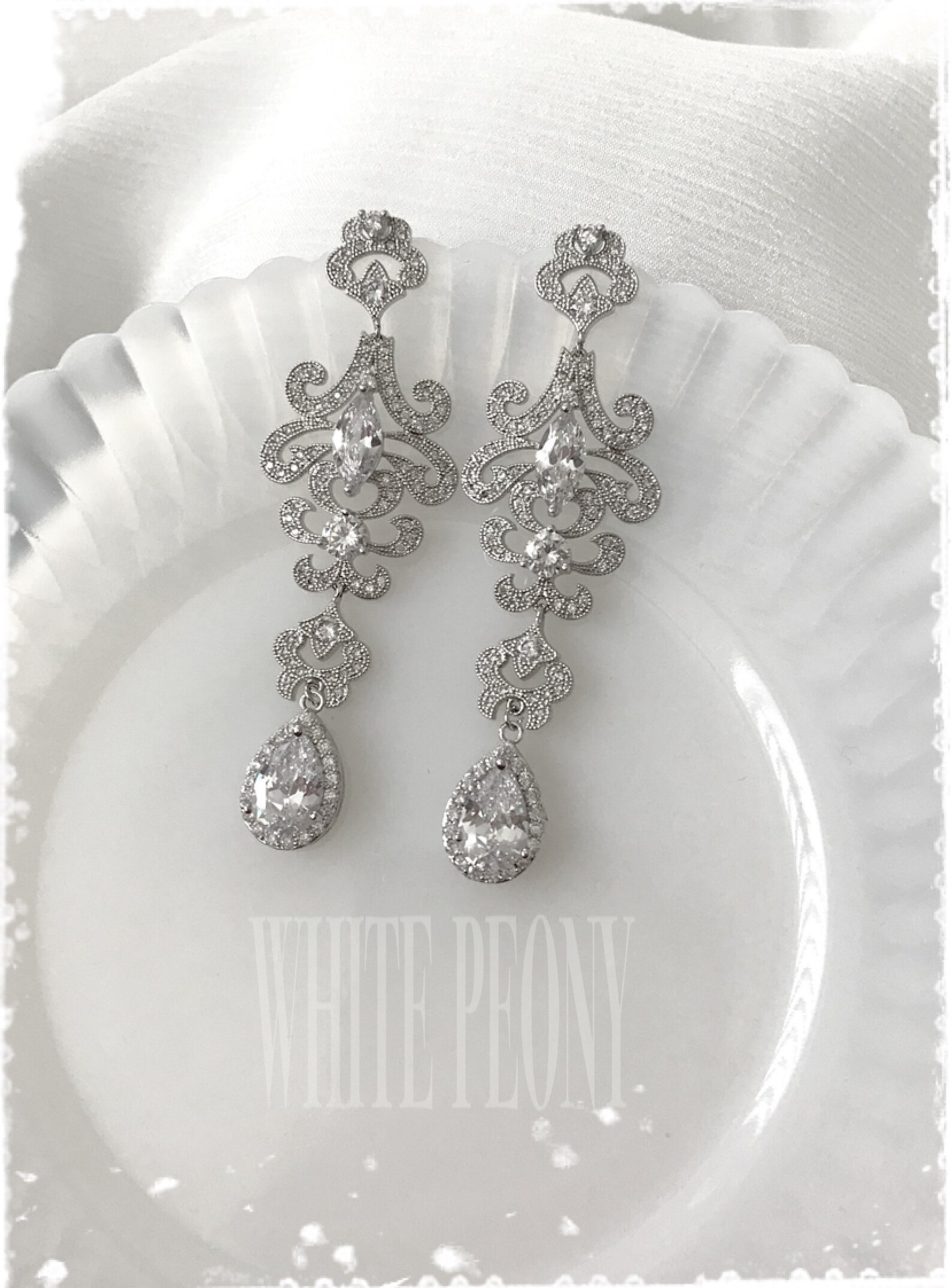 Luxury Bridal Crystal Drop Chandelier Earringsart Deco Old Etsy