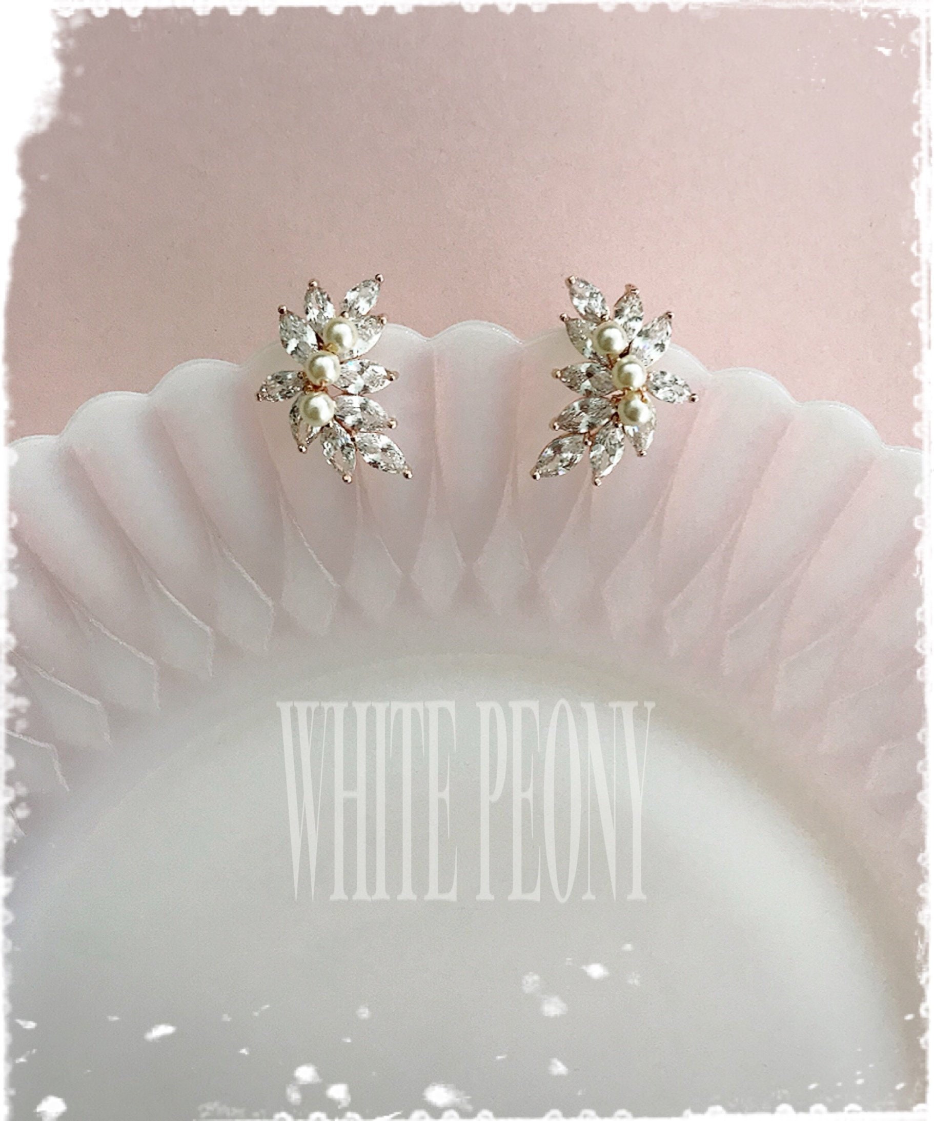 Rose Gold Teardrop orders Crystal Bridal Studs Earrings-Cubic Zirconia Art Deco Gatsby Downton Abbey Old Hollywood Boho Leaf Earrings-