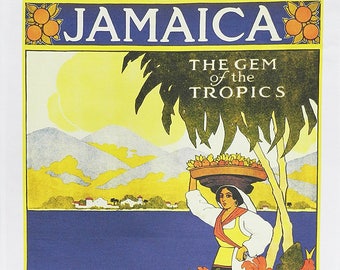 Jamaica - The Gem of the Tropics Large Cotton Tea Towel