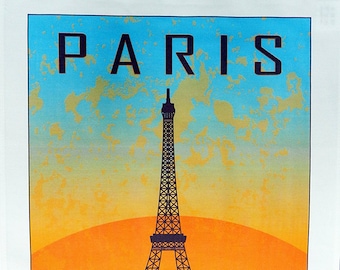 Vintage Style Paris and the Eiffel Tower - Large Cotton Tea Towel