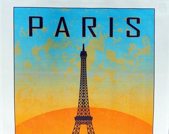 Vintage Style Paris and the Eiffel Tower - Large Cotton Tea Towel