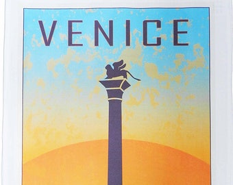 Venice - Vintage Style Travel Poster Large Cotton Tea Towel