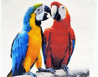 The Pair of Love Bird Parrots - Large Cotton Tea Towel