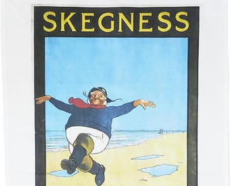 Skegness is so bracing - Retro Style Travel Poster Large Cotton Tea Towel