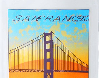 San Francisco - Vintage Style Travel Poster Large Cotton Tea Towel