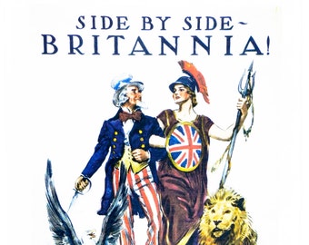 Britains Day 1918 Britannia Side by Side - Retro Style Large Cotton Tea Towel