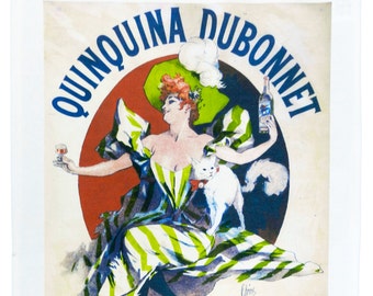 Dubonnet - Retro Style Poster Large Cotton Tea Towel