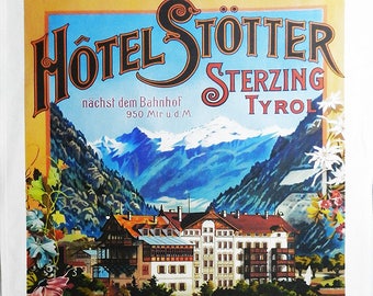 The Tyrol Austria- Retro Style Travel Poster Large Cotton Tea Towel