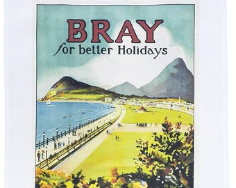 Bray - for better holidays - Retro Style Travel Poster Large Cotton Tea Towel