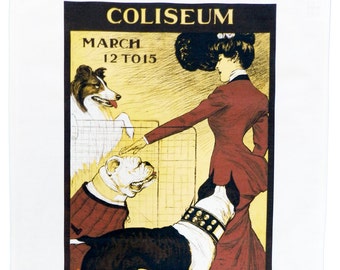 The Dog Show - Retro Style Advertising Poster Style Large Cotton Tea Towel