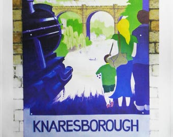 Knaresborough- Retro Style Travel Poster Large Cotton Tea Towel