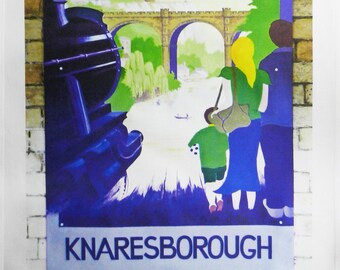 Knaresborough- Retro Style Travel Poster Large Cotton Tea Towel