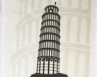The Leaning Tower of Pisa- Large Cotton Tea Towel