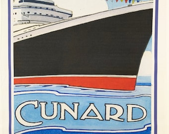 Great Ships Cunard To Boston Large Cotton Tea Towel