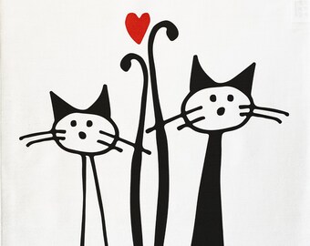 The Love Cats - Large Cotton Tea Towel