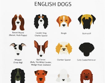 English Dogs - Large Cotton Tea Towel