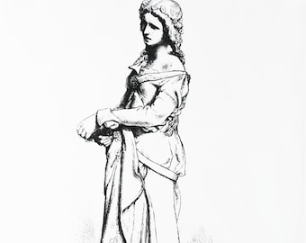 Ophelia by Falguiere - Large Cotton Tea Towel