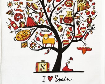 I Love Spain - Large Cotton Tea Towel